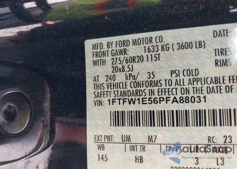 2023 Ford F-150 Lariat из США, поврежденный, VIN 1FTFW1E56PFA88031